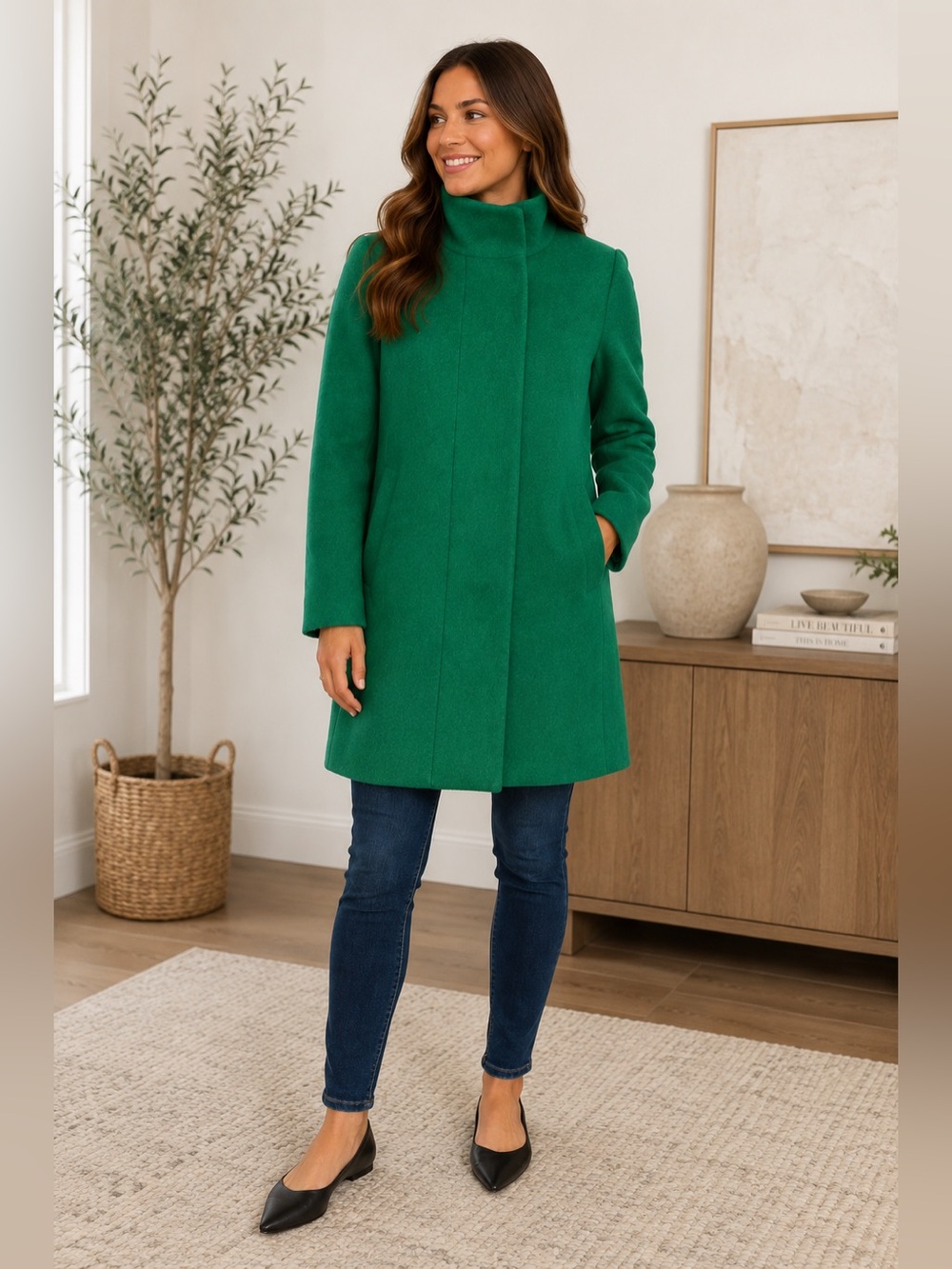 J. Crew Mercantile City Coat in Green.